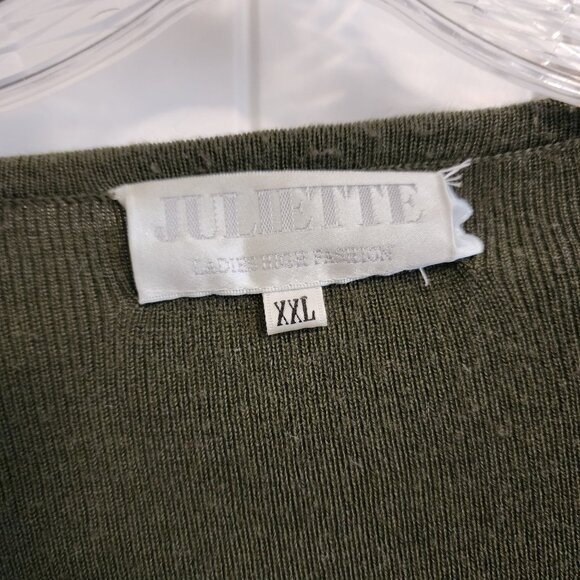 Juliette Womens Green Embroidered Zip-Up Sweater With Beaded Details XXL - Picture 3 of 12